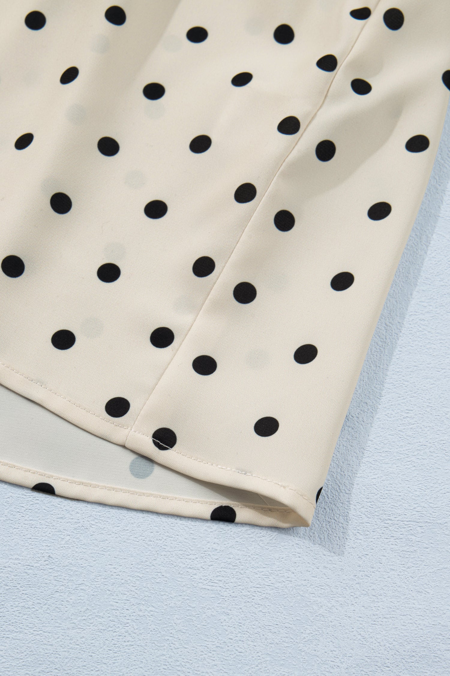 Plus Size Polka Dot Print Button Detail Short Sleeve Babydoll Blouse