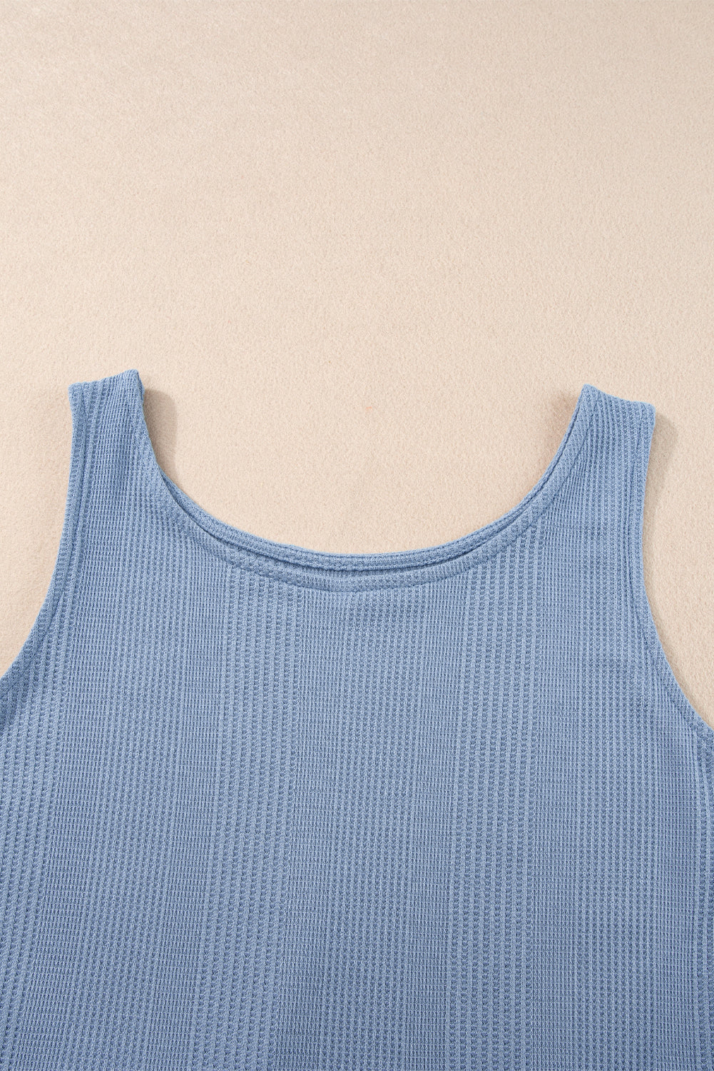 Beau Blue Ribbed Ruffle Tank Top and Trousers Set eAura