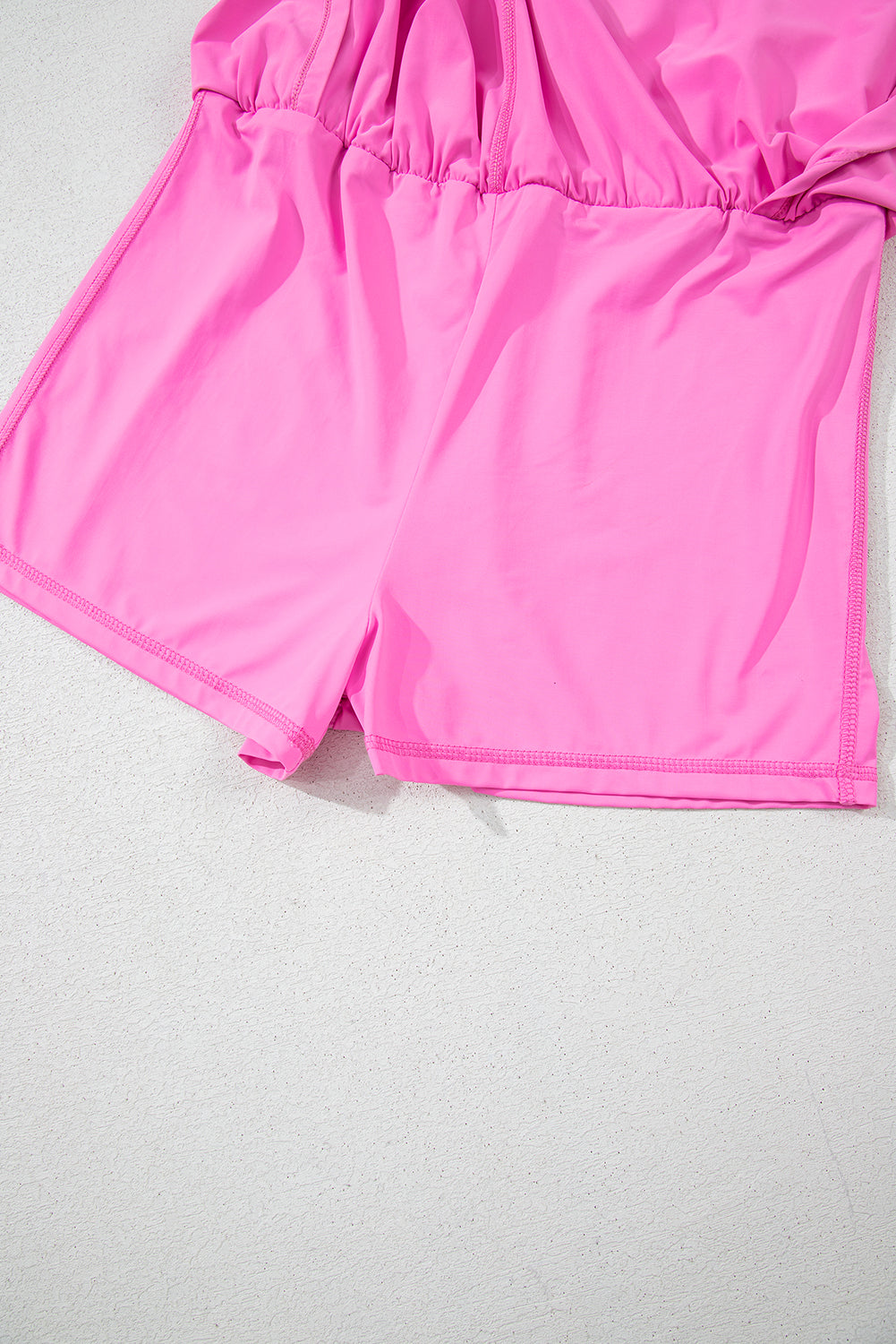 Sachet Pink Plain Sleeveless Loop Drawstring Cinched Waist Romper BB Fashion Outlet