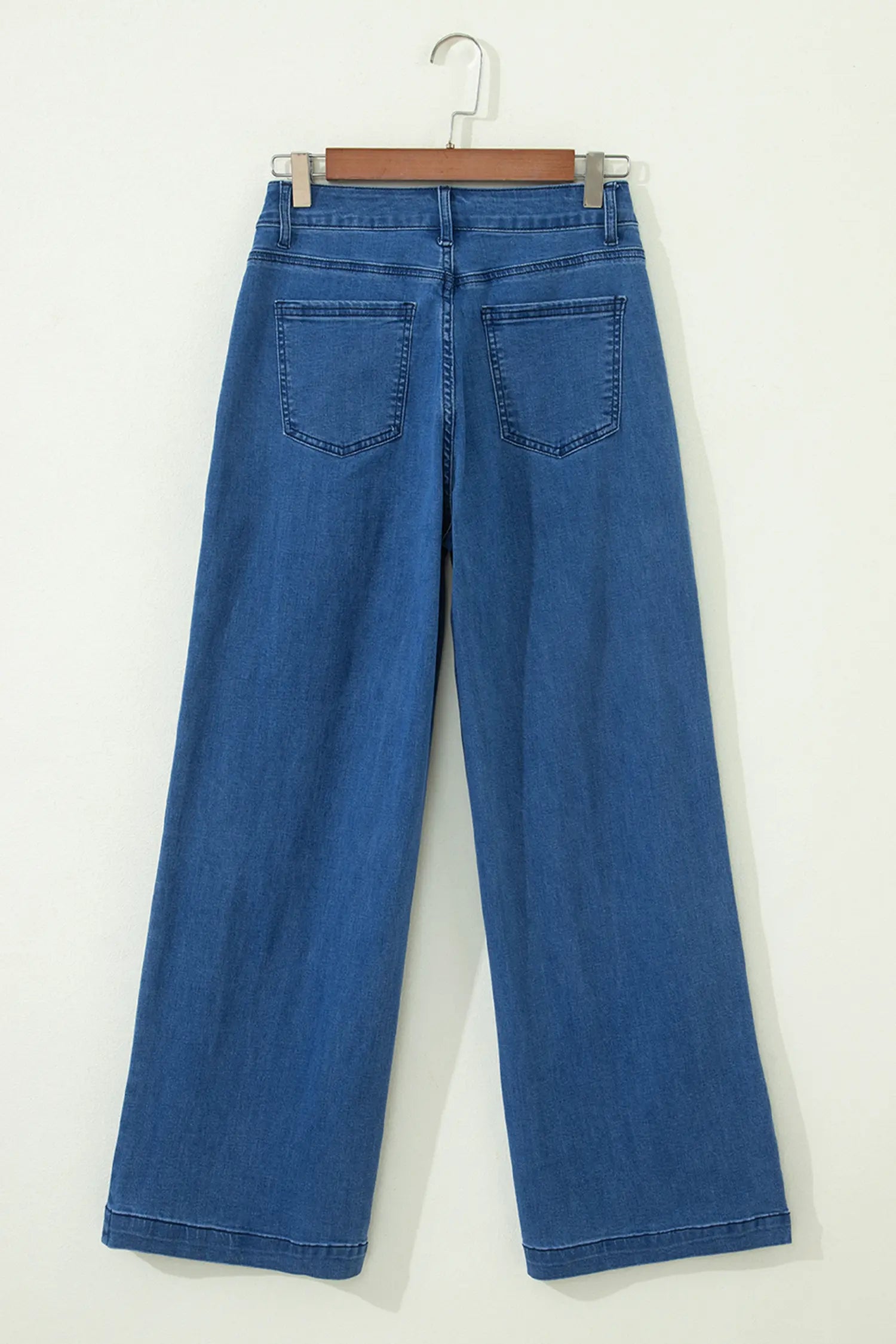 Dusk Blue Lace-up Pull on Wide Leg Jeans