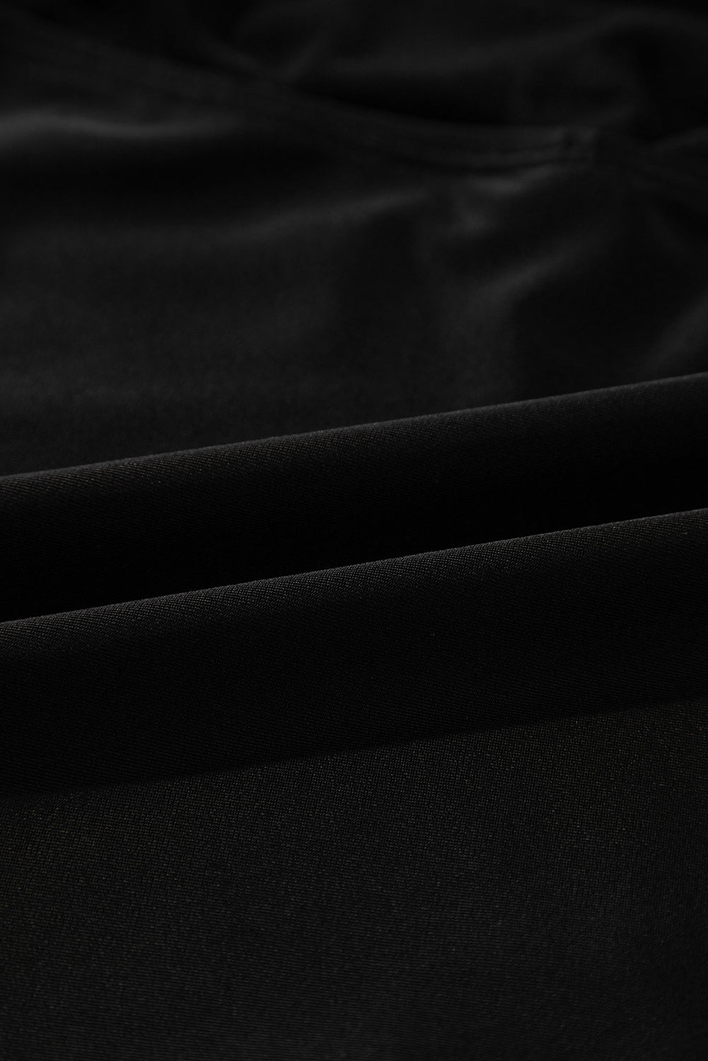 Black Pleated Mesh One Shoulder Bikini Top and Skirts Set eAura