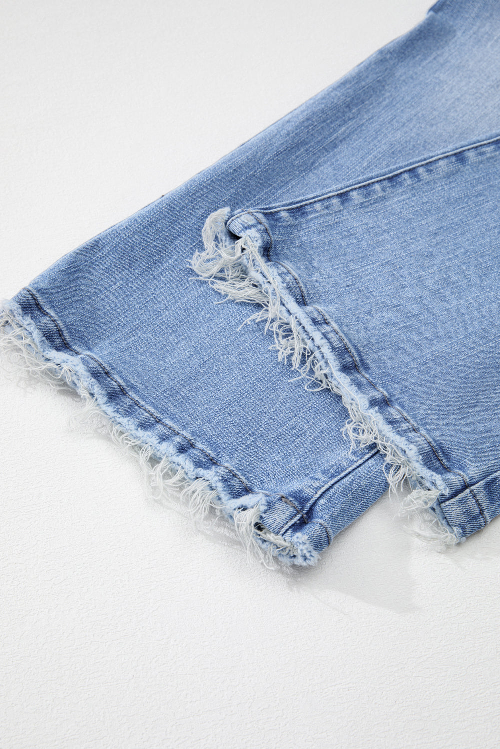Beau Blue Mineral Wash Raw Hem High Waist Flared Jeans eAura