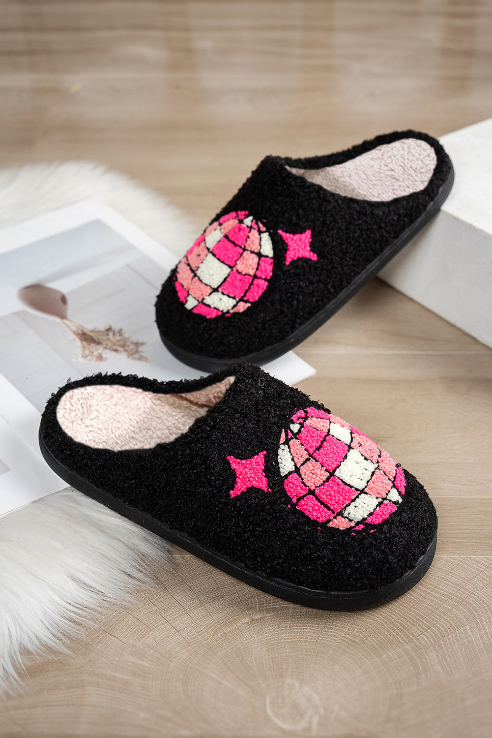 Disco Ball Home Plush Slippers