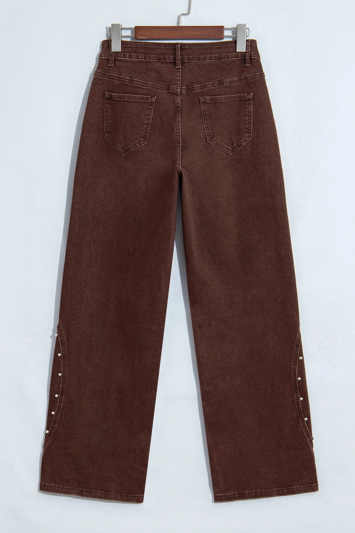 Side Seam Rivet Detail Ankle Length Casual Jeans – Coffee