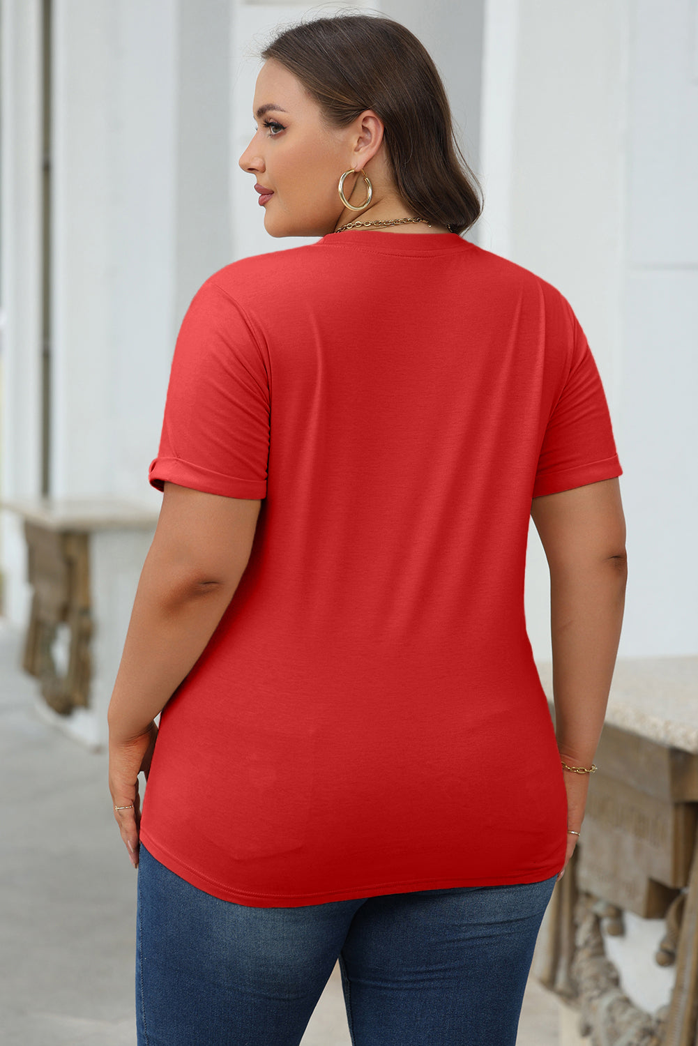 Casual Plain Crew Neck Tee T-Shirt