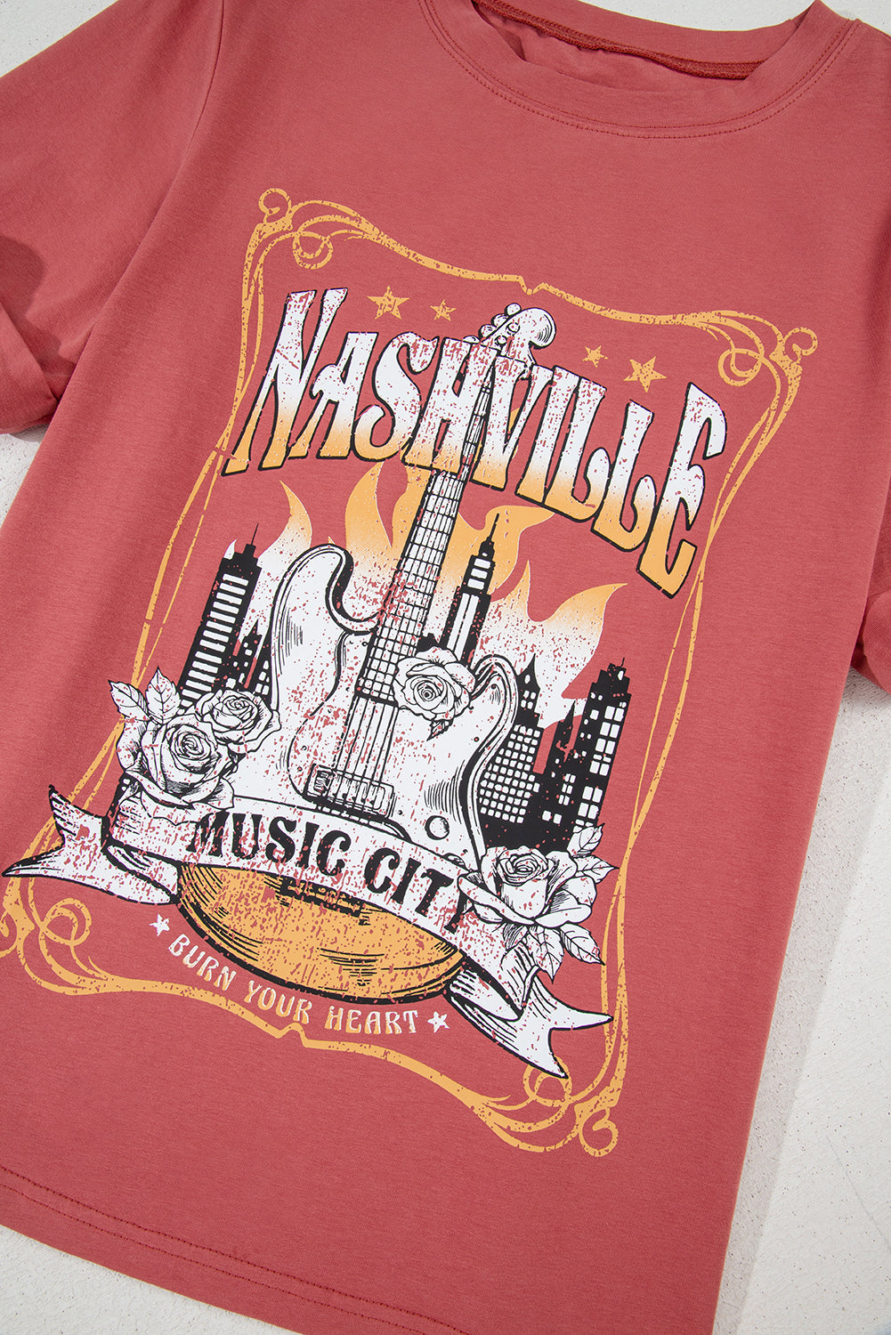 Mineral Red Nashville Music City Graphic Retro Fashion Tee eAura