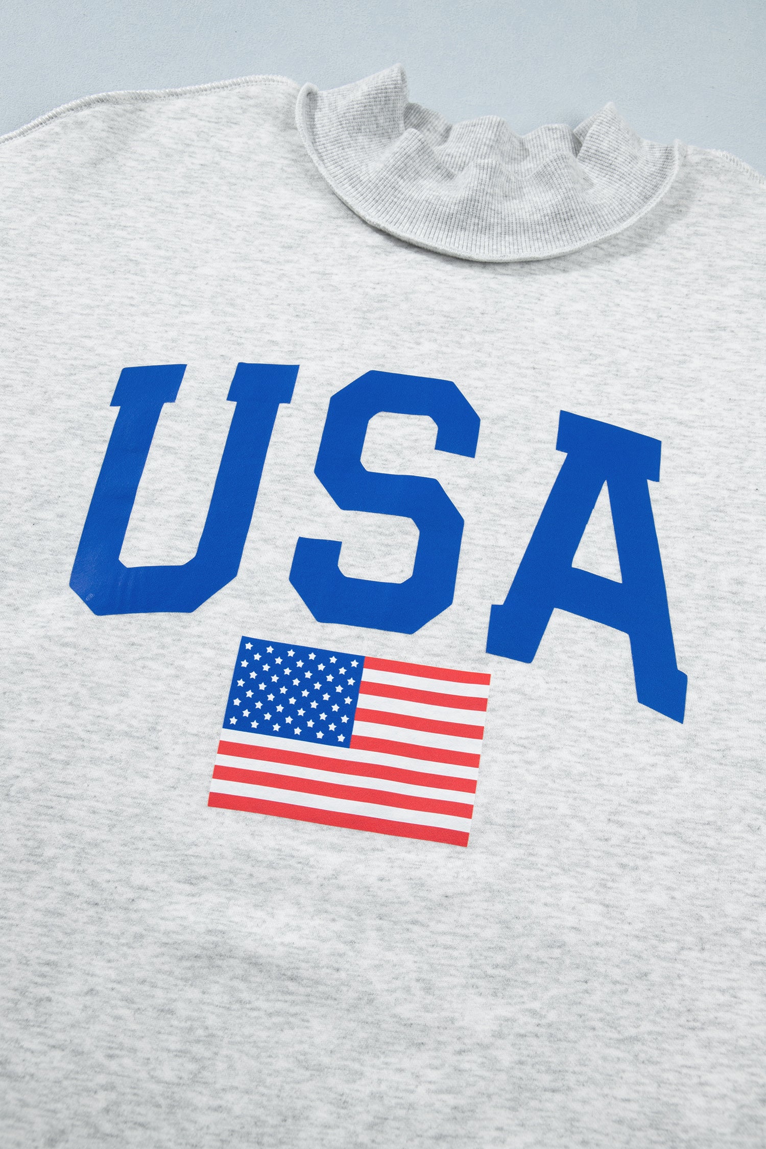 Reversible USA Graphic Mock Neck Sweatshirt