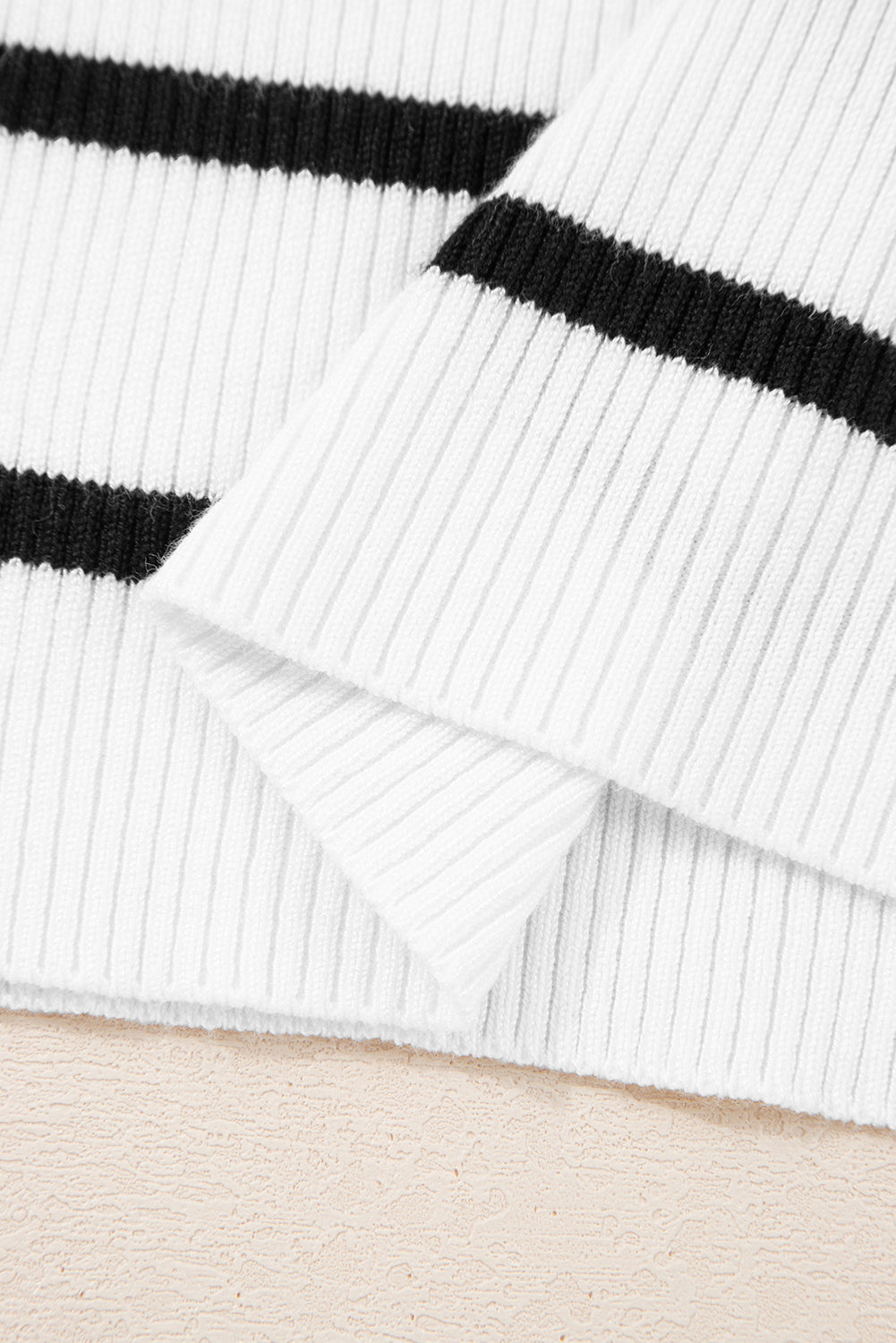 Scalloped Trim U-Neck Striped Ribbed Slim Sweater Dear-Lover Dropshipping