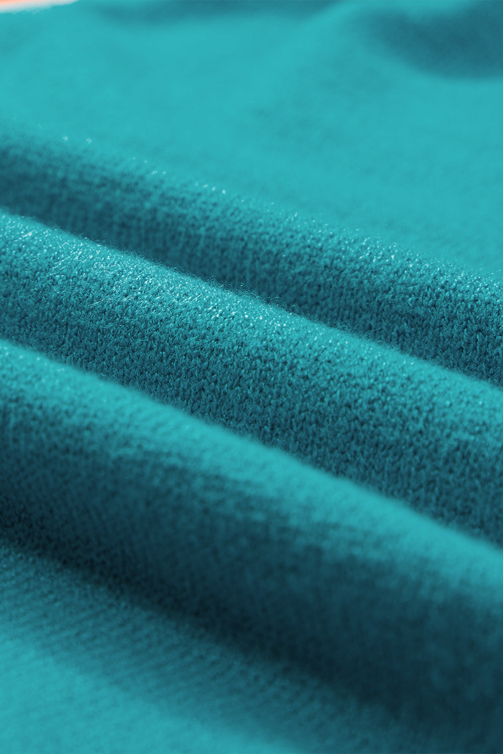 Turquoise Contrast Flutter Sleeves Knitted Sweater T Shirt eAura