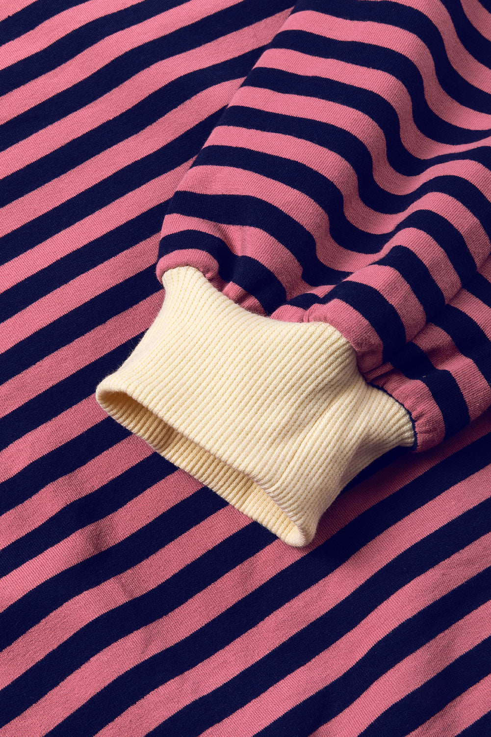 Sky Blue Stripe Oversized Contrast Trim Pullover Sweatshirt BB Fashion Outlet