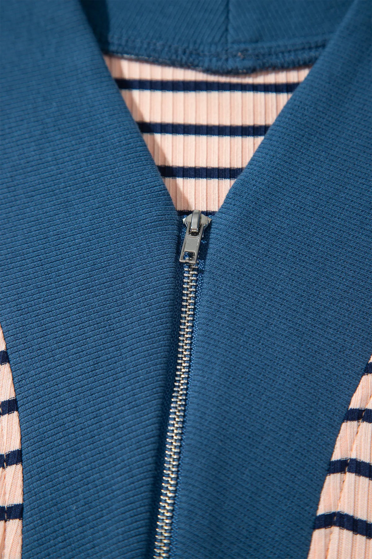 Striped Colourblock V Neck Long Sleeve Plus Size Set – Pink Stripe