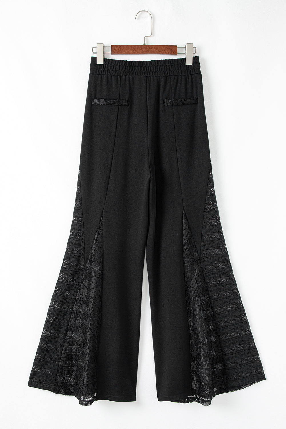 Black Boho Lace Patchwork Wide Leg High Waist Trousers eAura