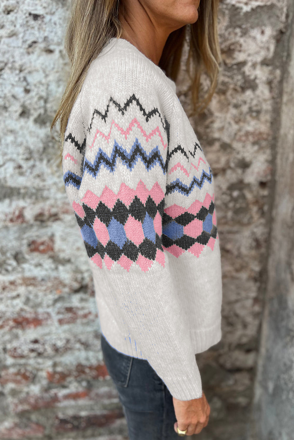 Pink Stripe Geometric Button Up Sweater Cardigan Dear-Lover Dropshipping