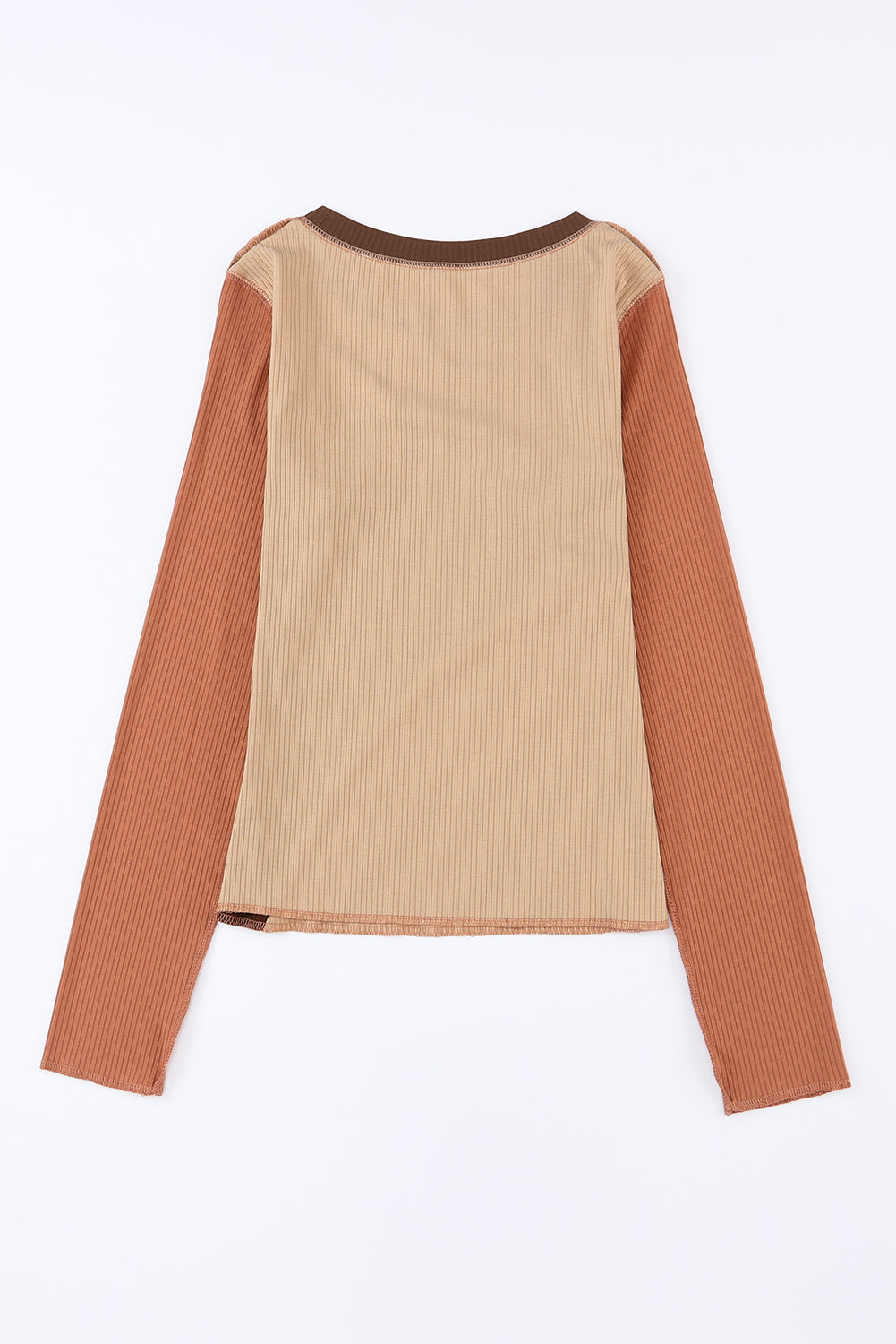 Exposed Seam Colour Block Rib Knit Top eAura