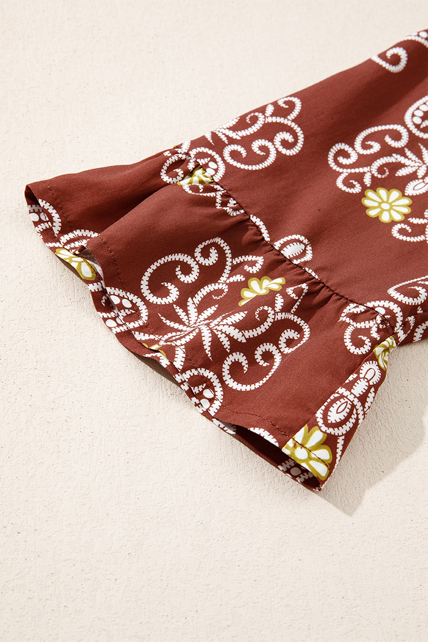 Floral Print Belted Striped Trim Tiered Maxi Dress - eAura