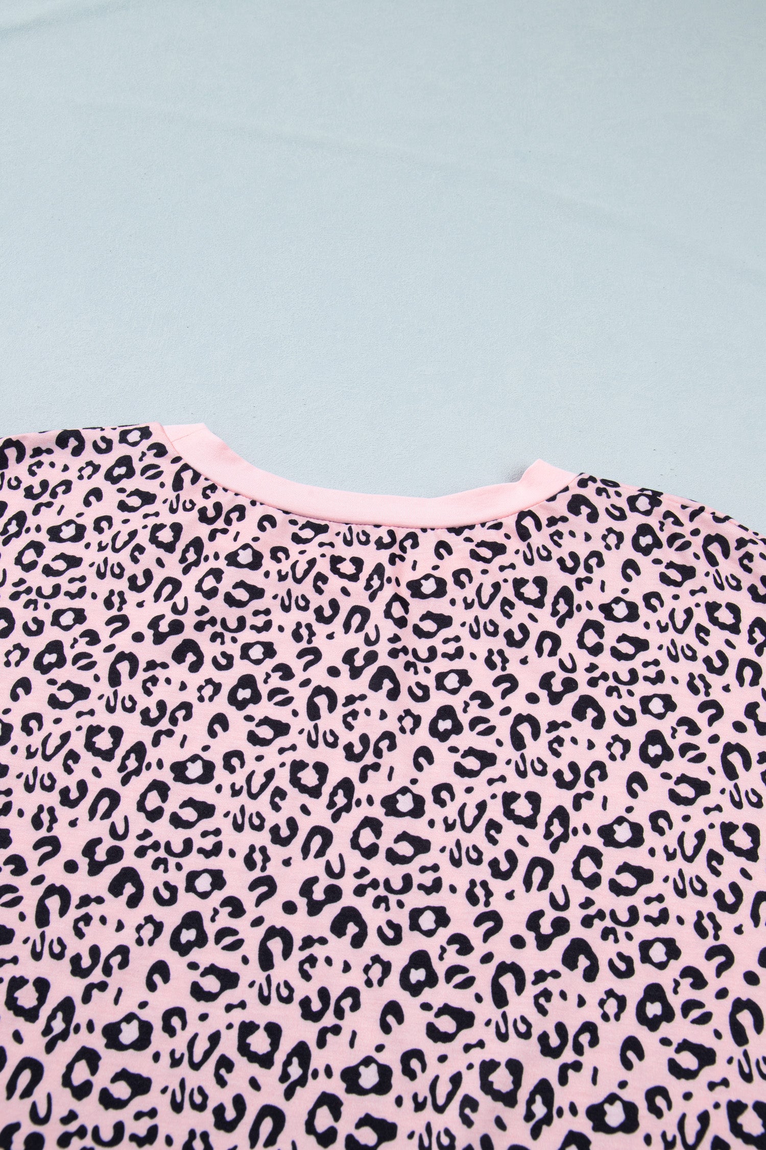 Plus Size Leopard Striped Contrast Patchwork Tee – Pink
