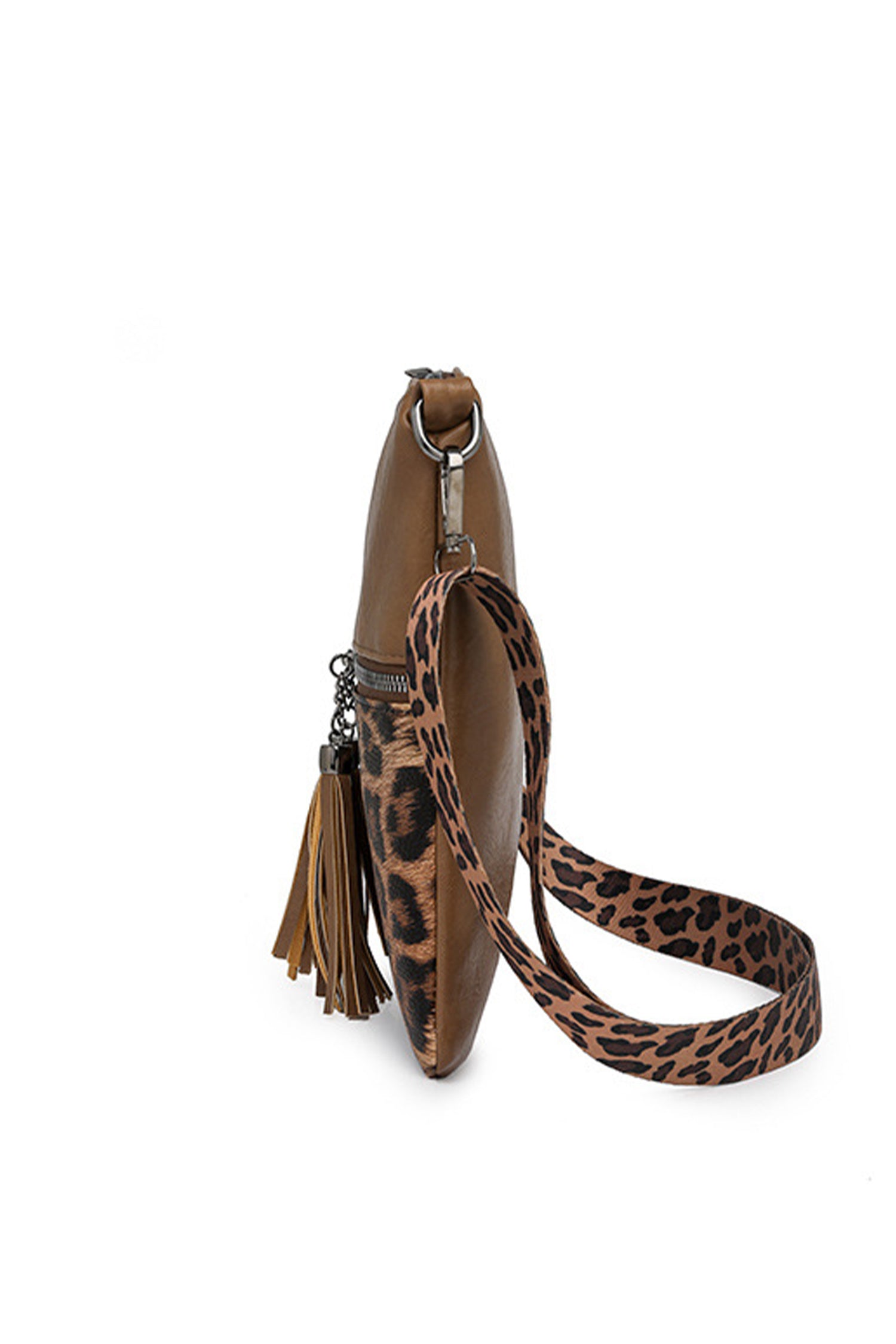 Leopard Contrast PU Leather Single Shoulder Mini Bag