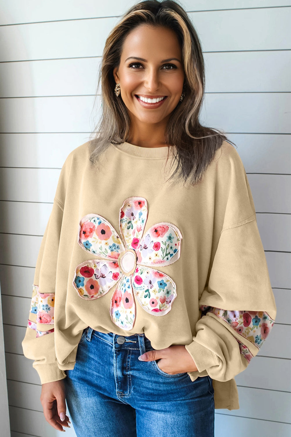 Floral Oversize Pullover Sweatshirt - eAura
