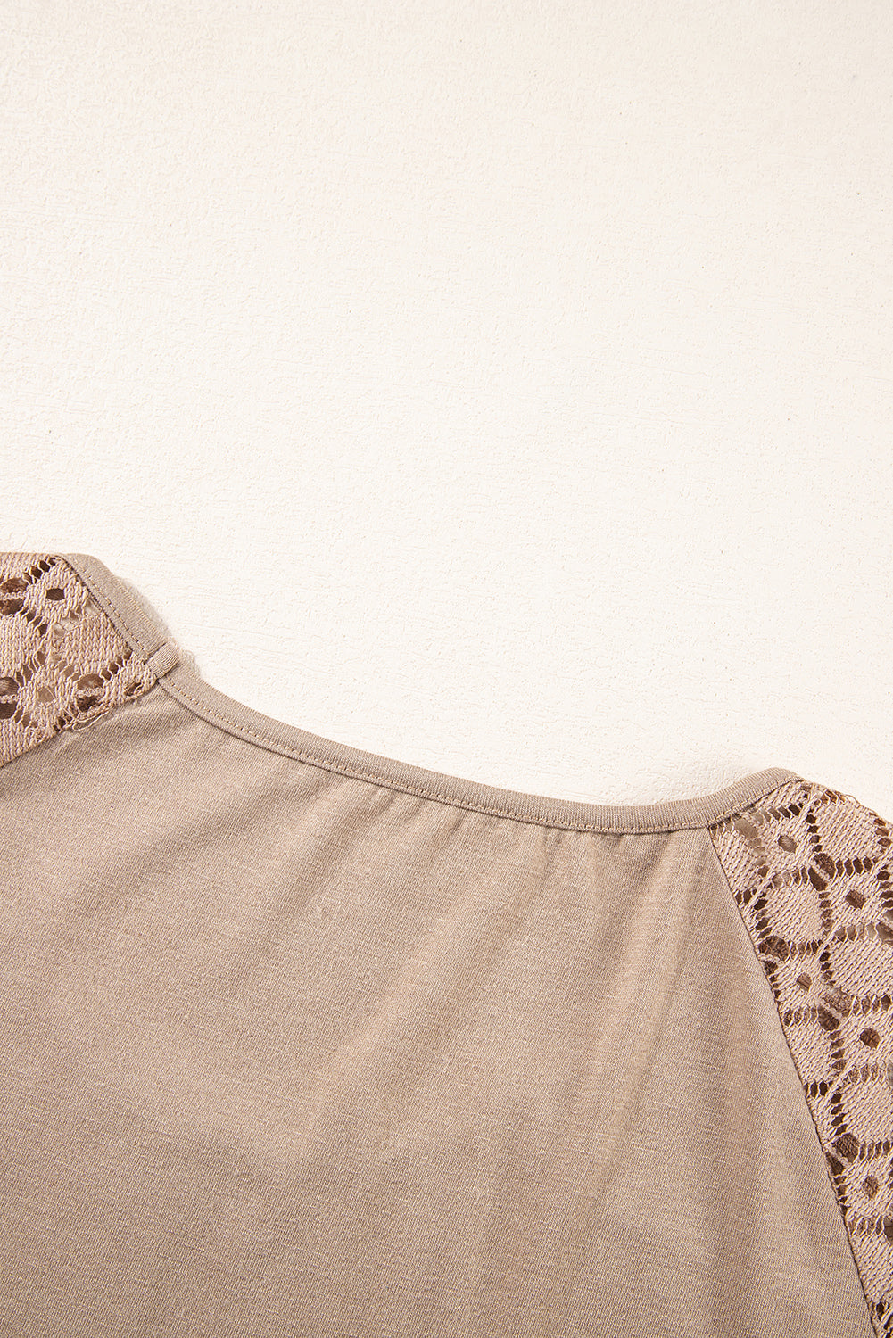 Lace Patchwork Long Raglan Sleeve Pleated Top - eAura