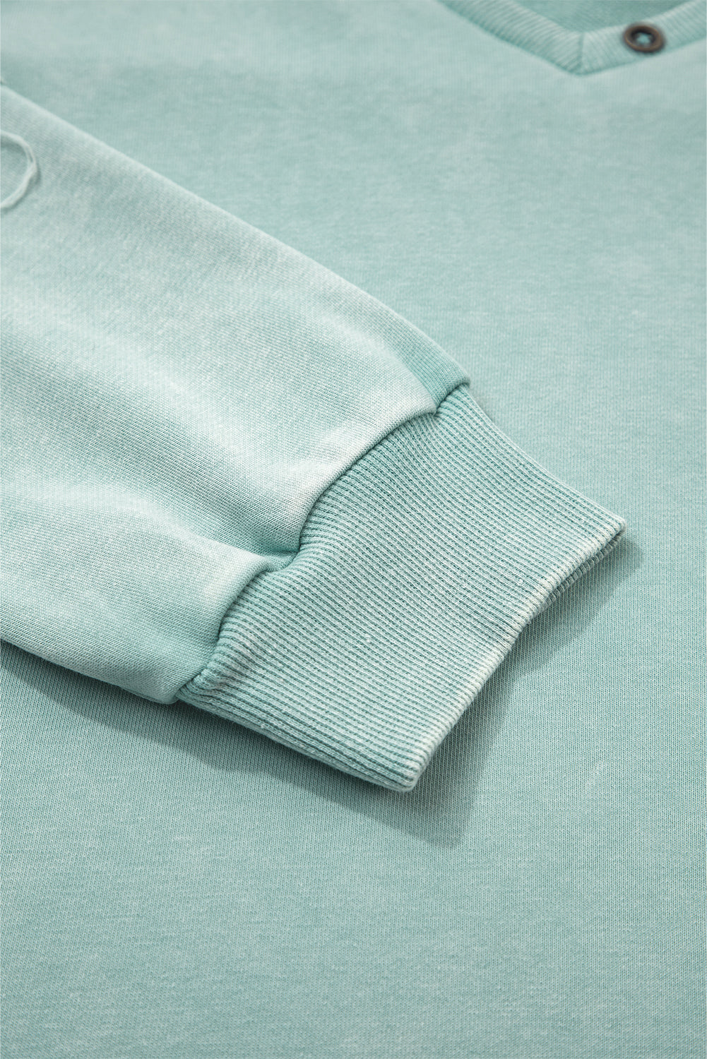 Mineral Wash Exposed Seam Buttoned V-Neck Pullover Top eAura
