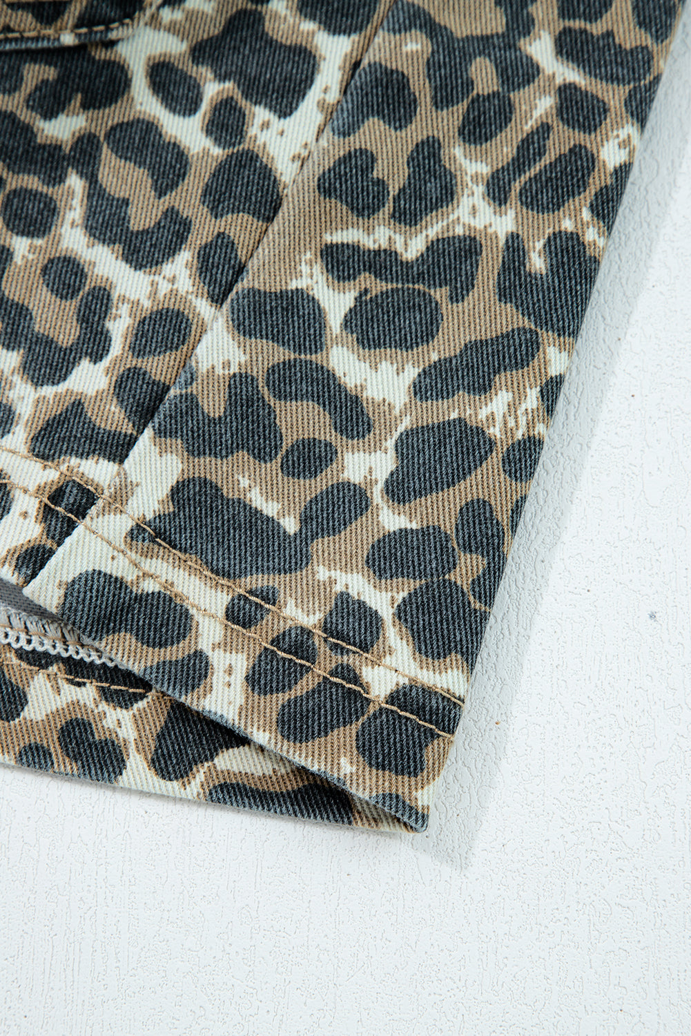 Leopard Print Pocketed Loose Fit Denim Overall Dress - eAura