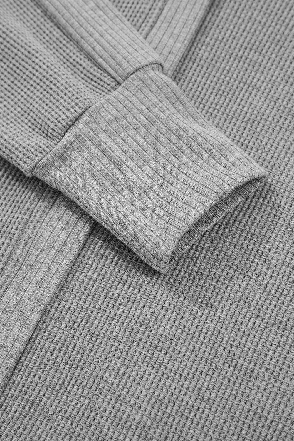 Waffle Zip-Up Front Button Hooded Jacket - eAura