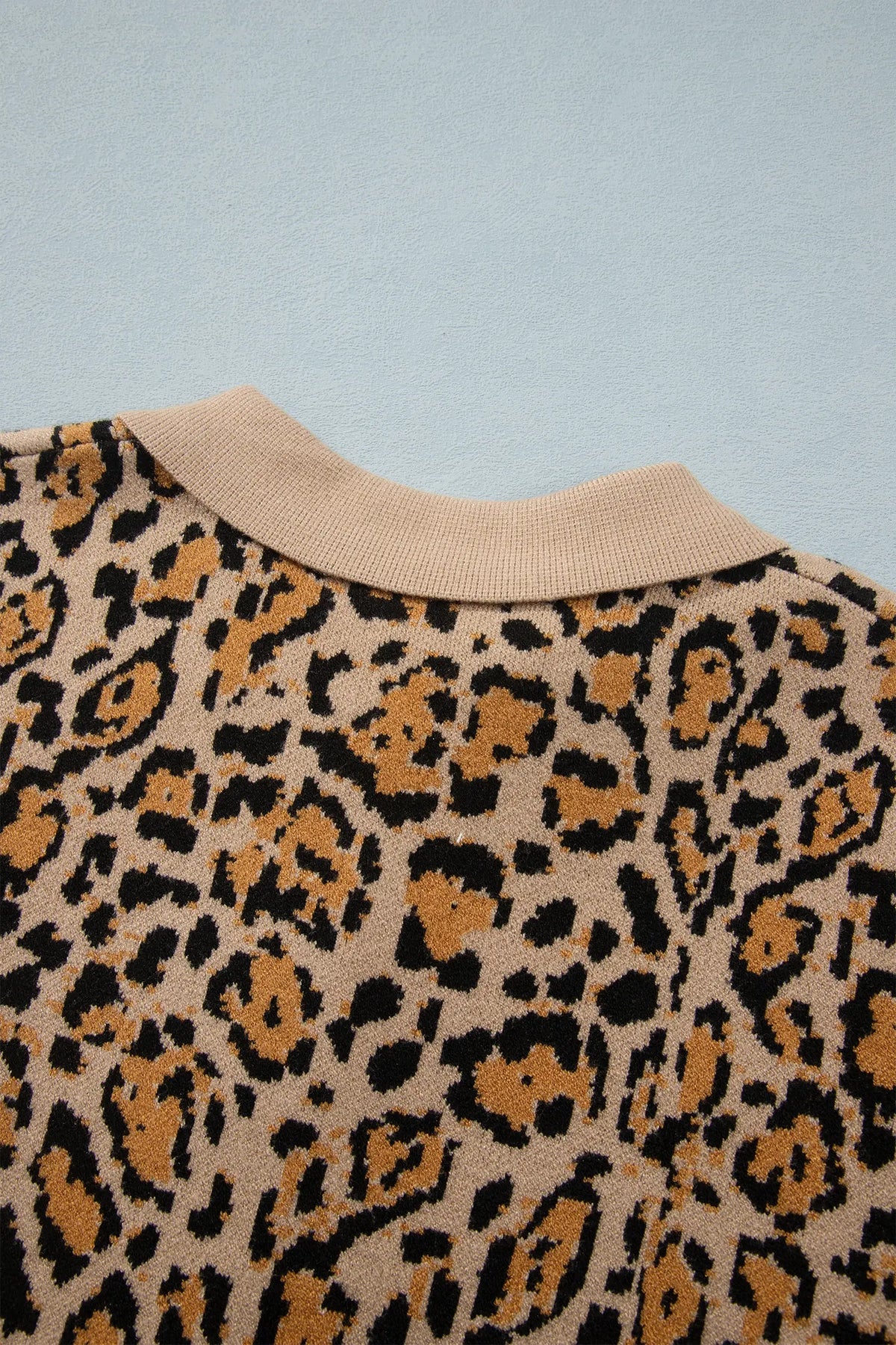 Leopard Print Button-Up Cardigan Long Sleeve Cardigans – Brown