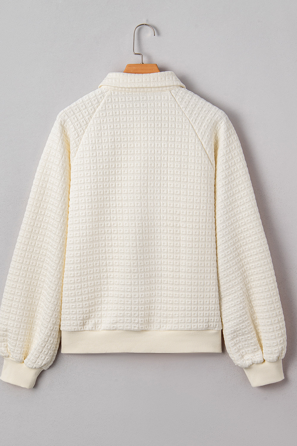 Textured Half Button Collared Sweatshirt - eAura