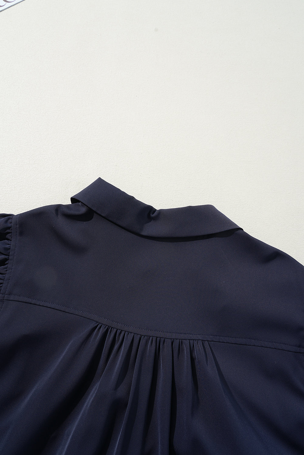 Navy Blue Collared V Neck Flutter Sleeve Tiered Plus Size Dress BB Fashion Outlet
