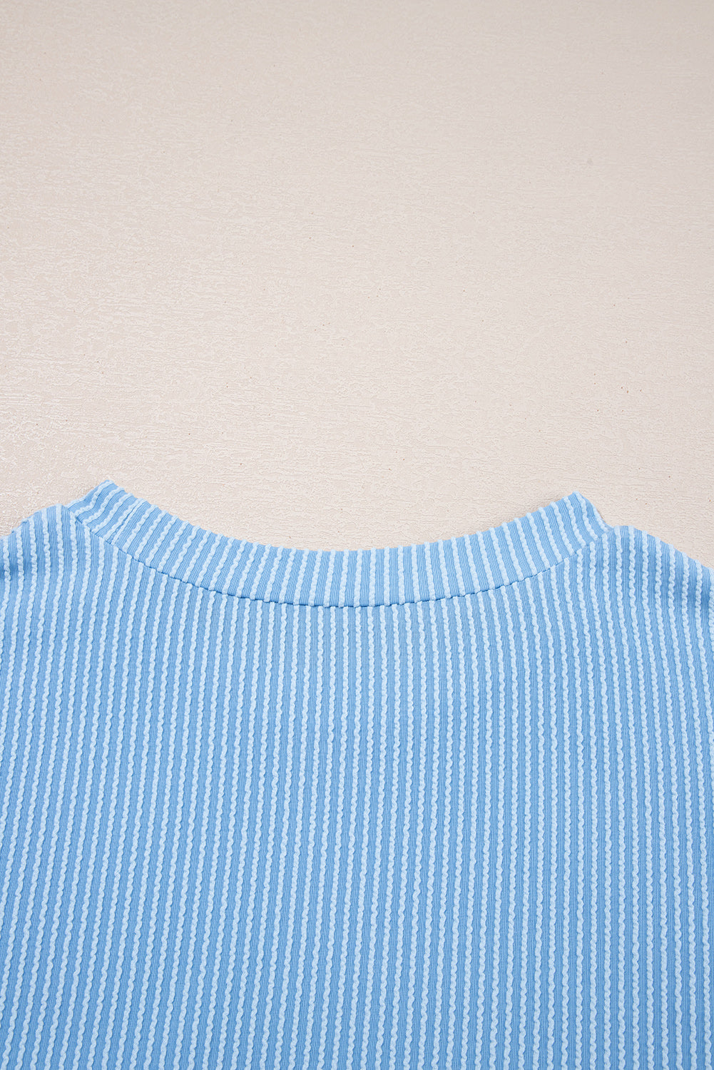 Dark Blue Ribbed Knit Colour Block Pocketed Crew Neck T Shirt - eAura