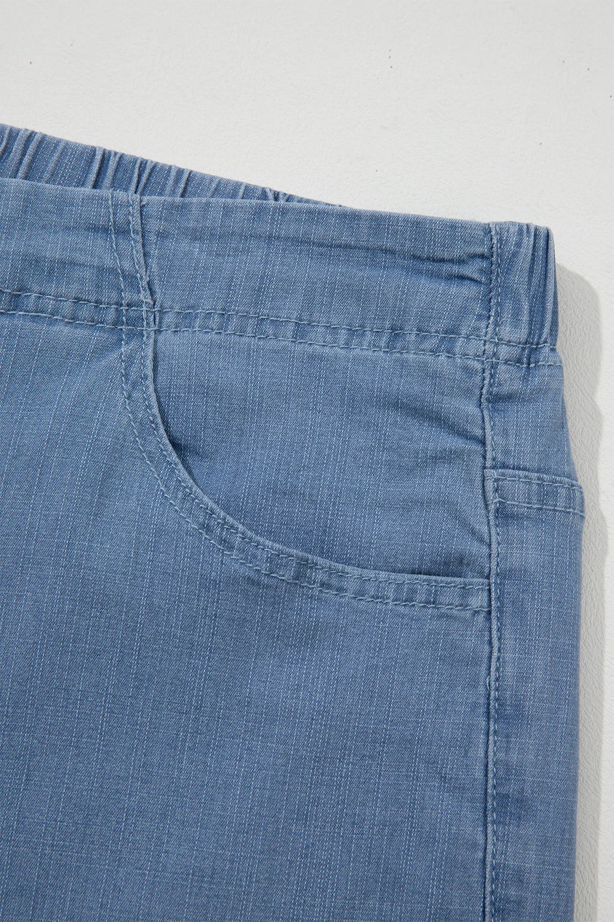 Ruffle Hem Wide Leg Full Length Plus Size Jeans – Light Blue