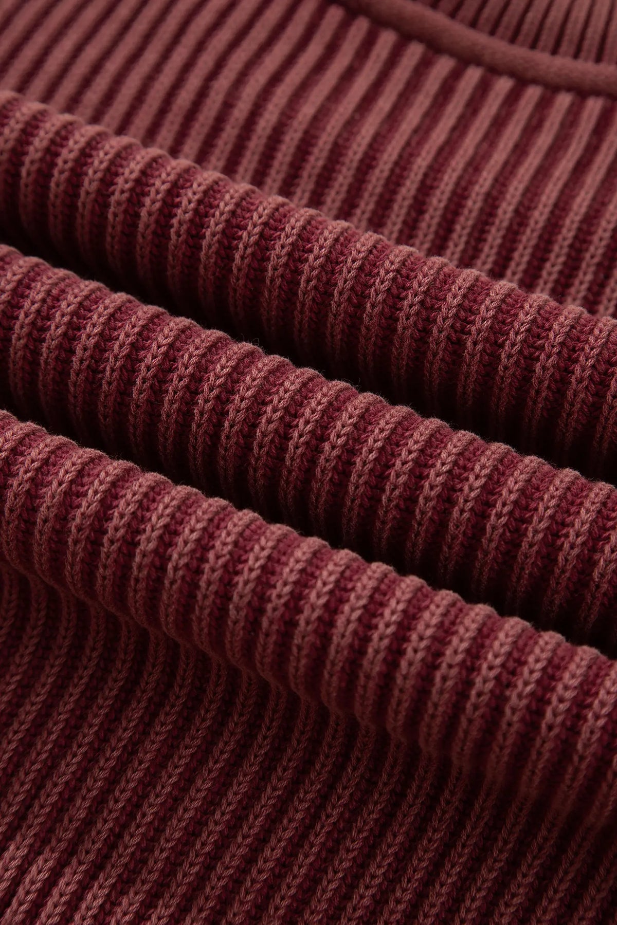 Red Dahlia Drop Shoulder High Neck Ribbed Sweater – Burgundy