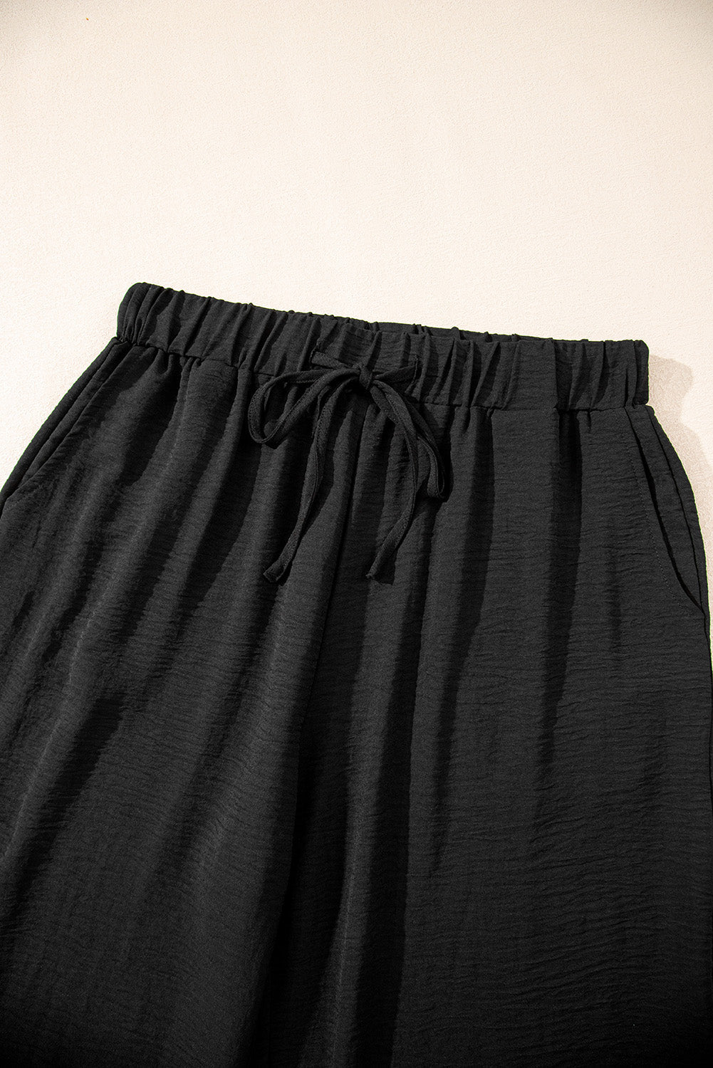 Black Buttoned Vest Drawstring Wide Leg Trousers Co-ord Set eAura
