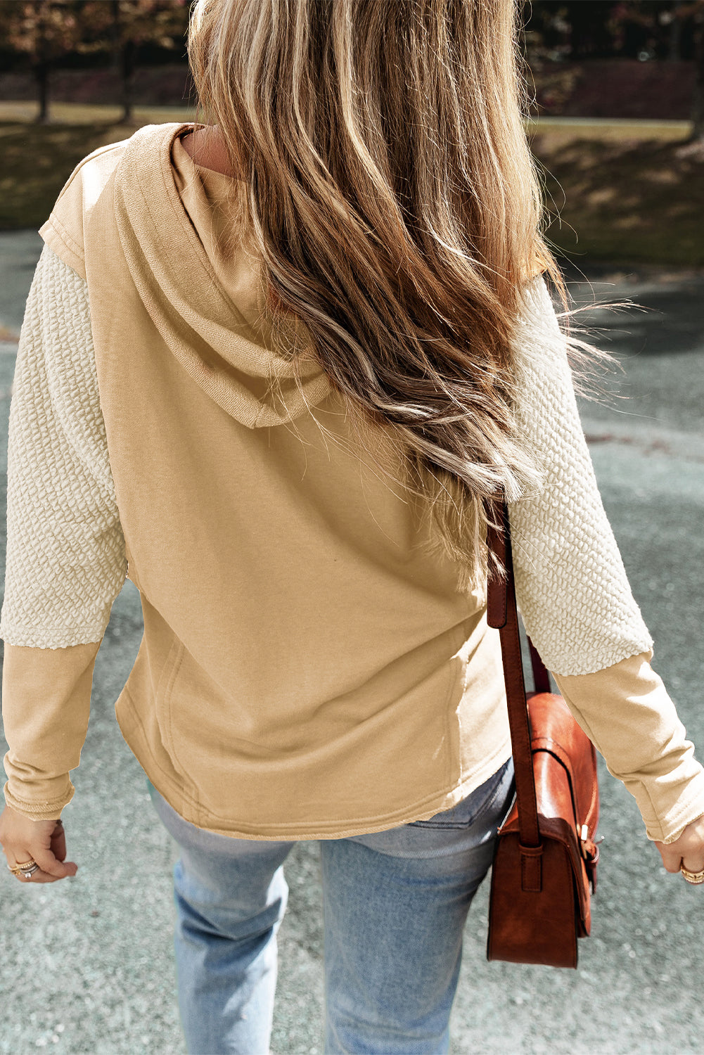 Mist Green Contrast Sleeves Patchwork Colourblock Hoodie eAura