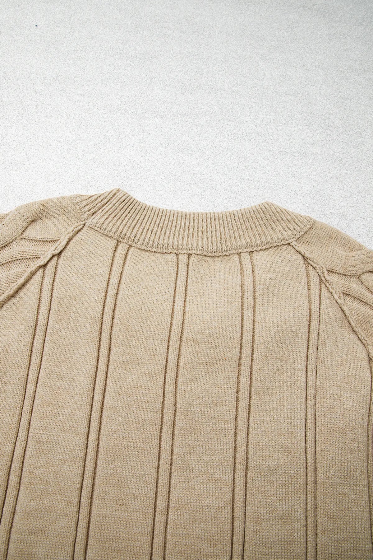Oversized Cable Knit Long Sleeve Round Neck Tunic Length Plus Size Sweater – Parchment