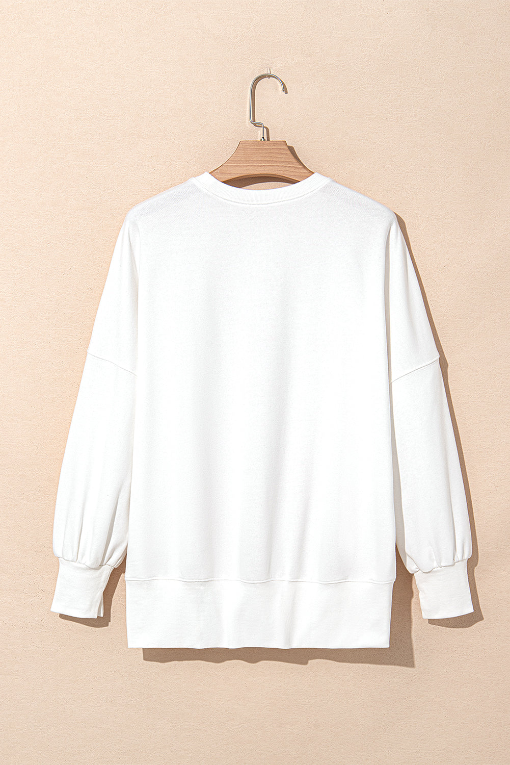 White Sequin Bowknot High Low Oversize Sweatshirt eAura
