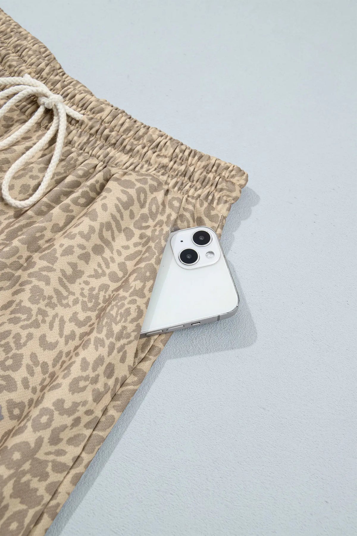 Leopard Star Print Long Sleeve Loose Casual Two Piece Pants Set – Khaki