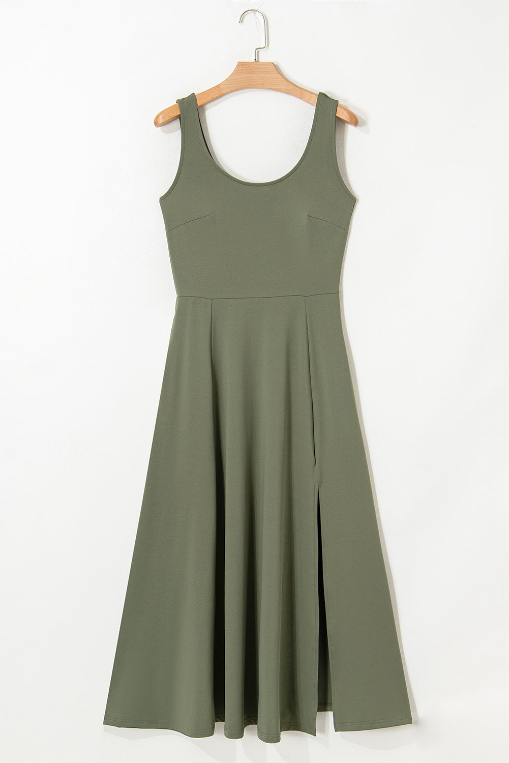 Four Leaf Clover Sleeveless Scoop Neck Flared Split Midi Dress eAura