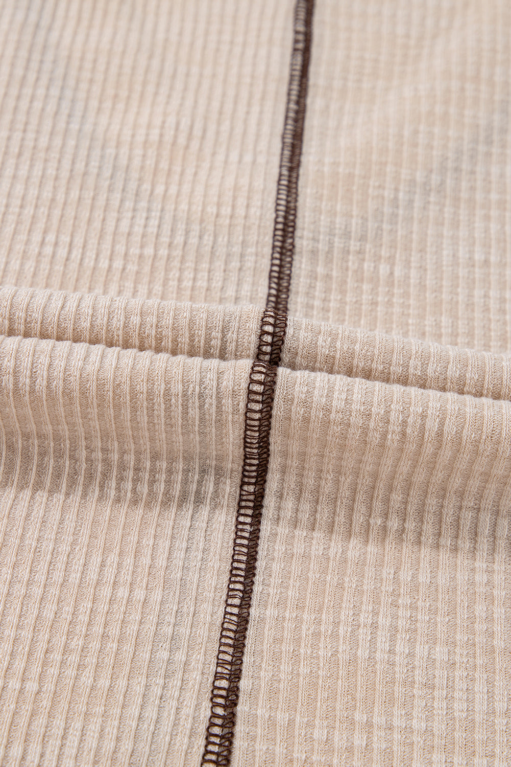 Crochet Detail Exposed Seam High Low Loose Top – Beige & Green