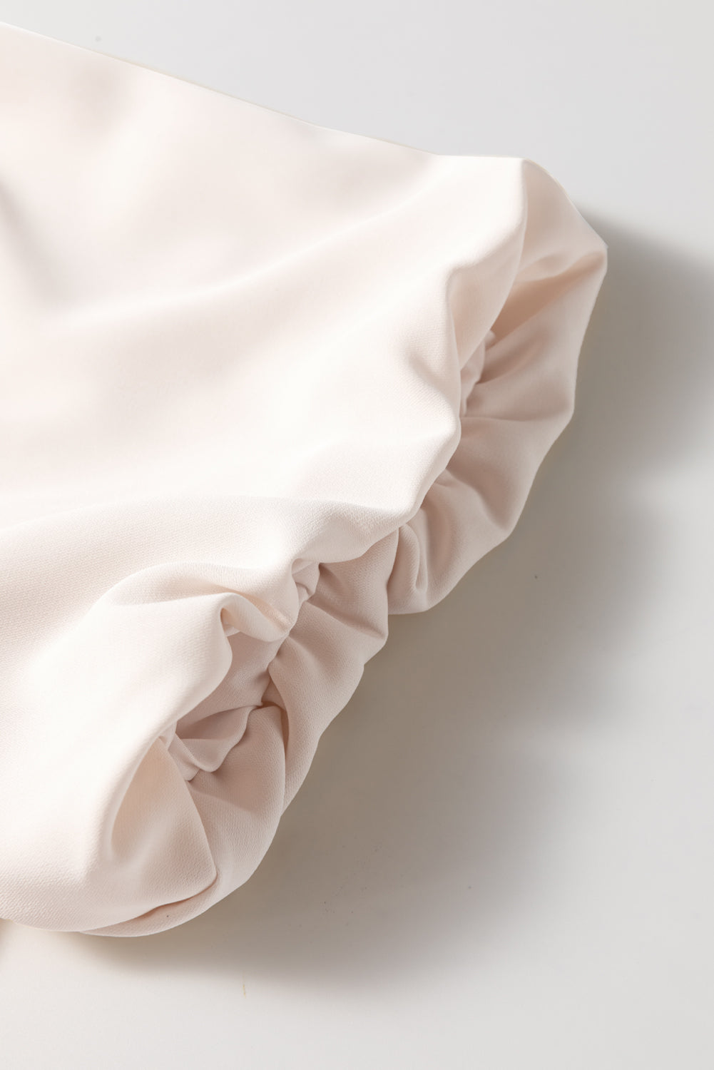 White Bow Tie Short Puff Sleeve Ruffle Hem Blouse eAura