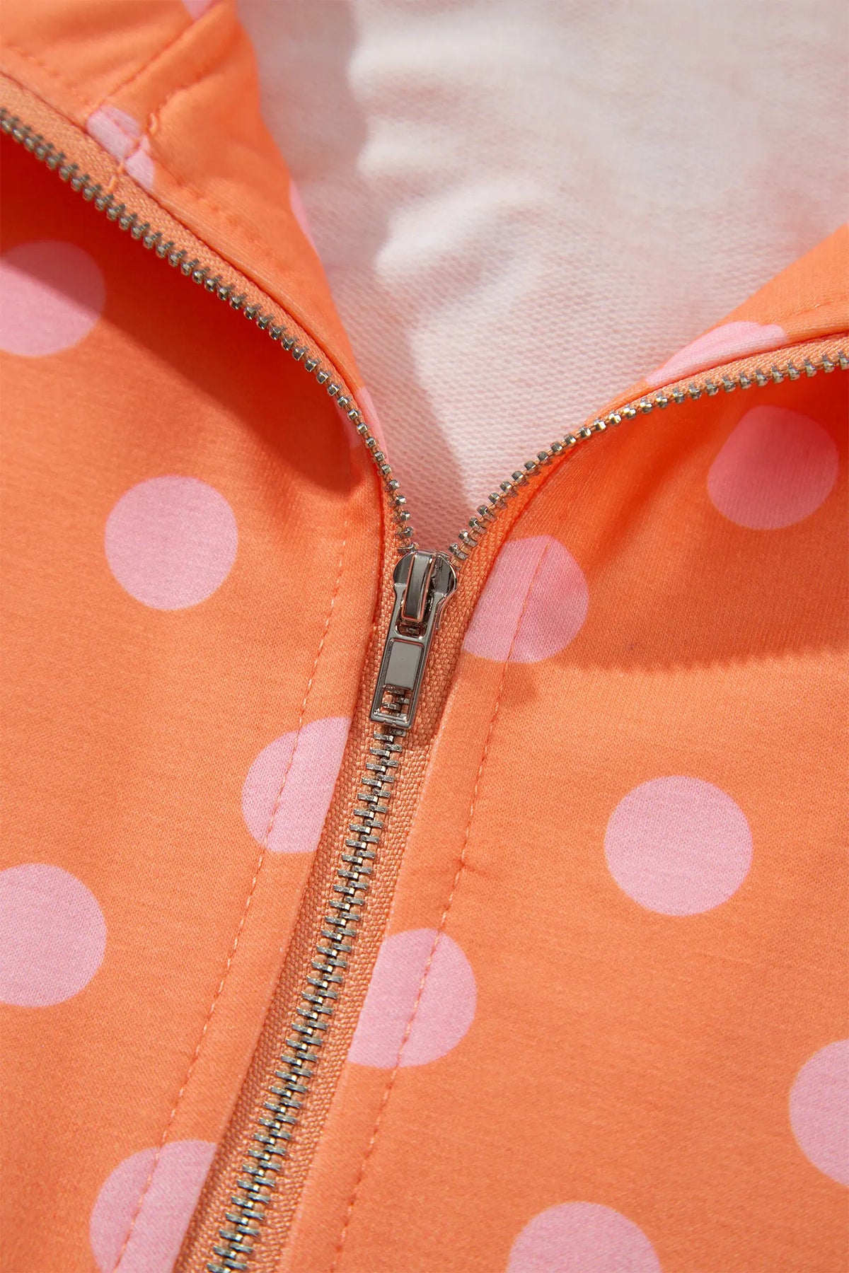 Polka Dot Hooded Long Sleeve Top Casual Mini Skort Set – Khaki