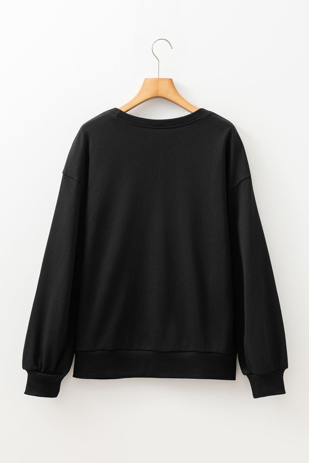Black Rhinestone Embellished Drop Shoulder Sweatshirt - eAura