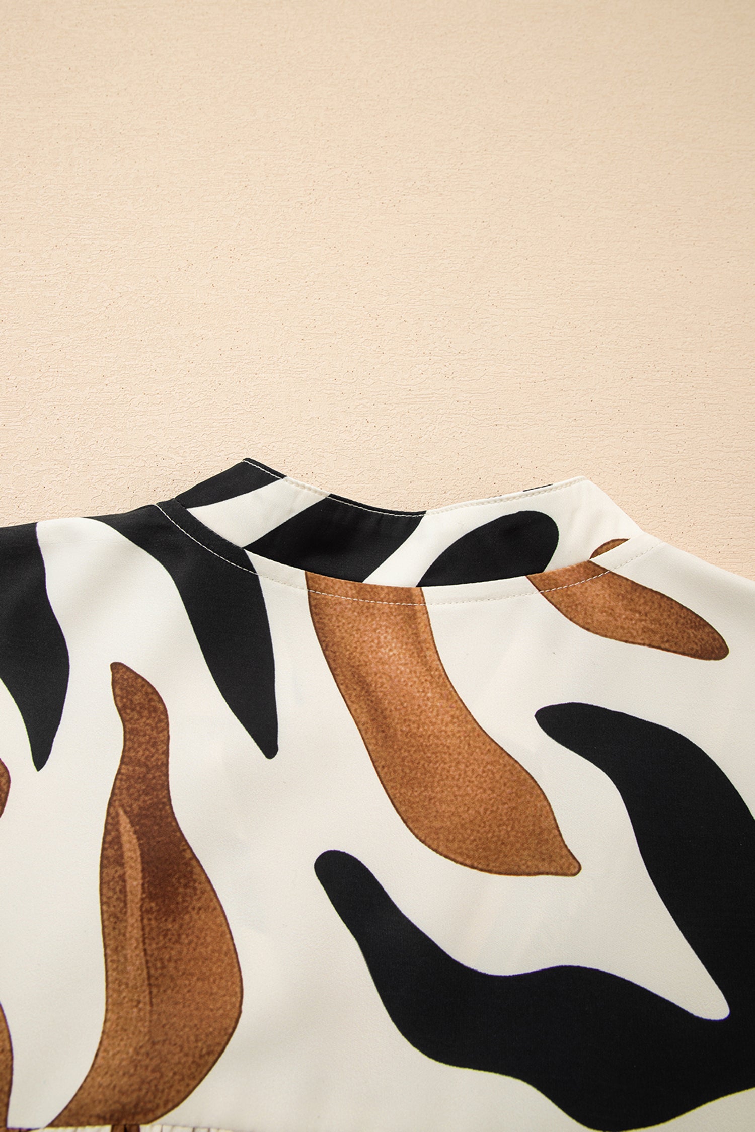 Abstract Print Blouse Puff Sleeve Relaxed Blouse - eAura