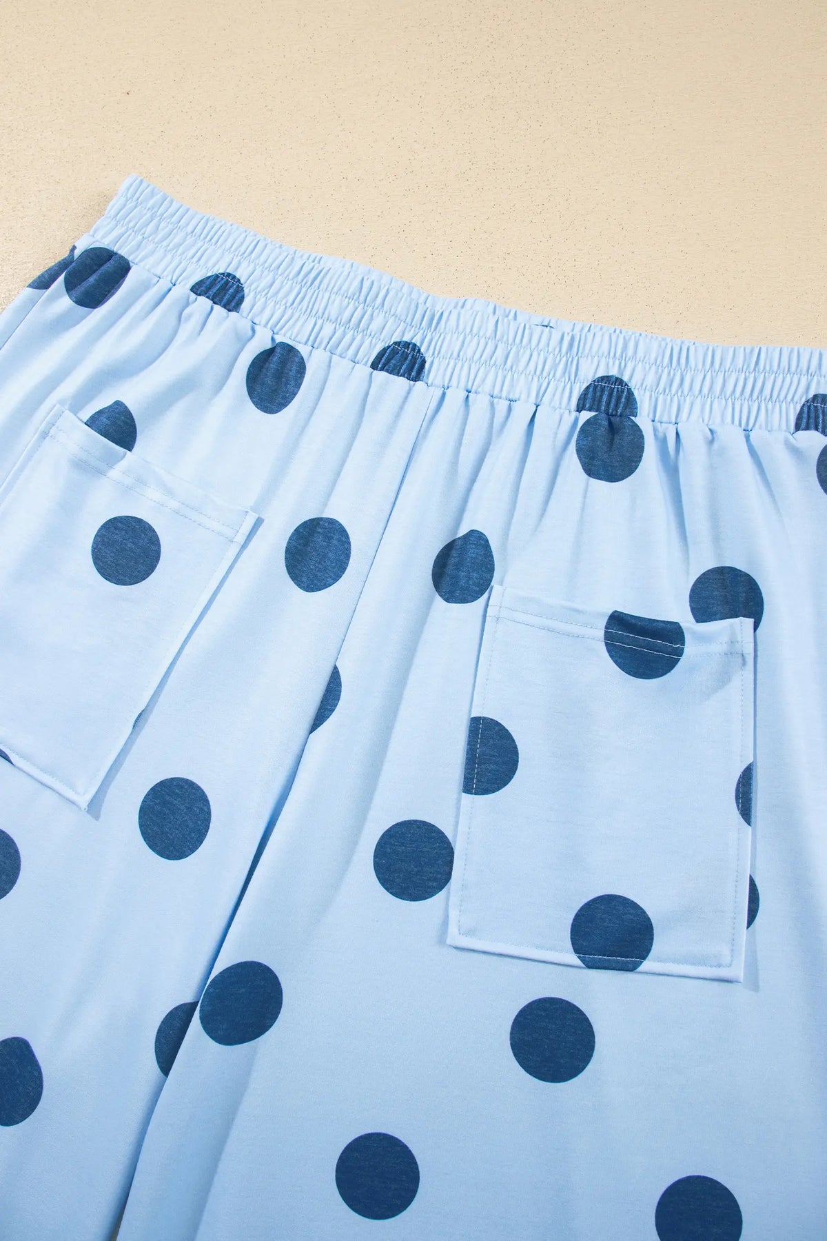 Polka Dot Elastic Waist Wide Leg Plus Size Pants – Khaki