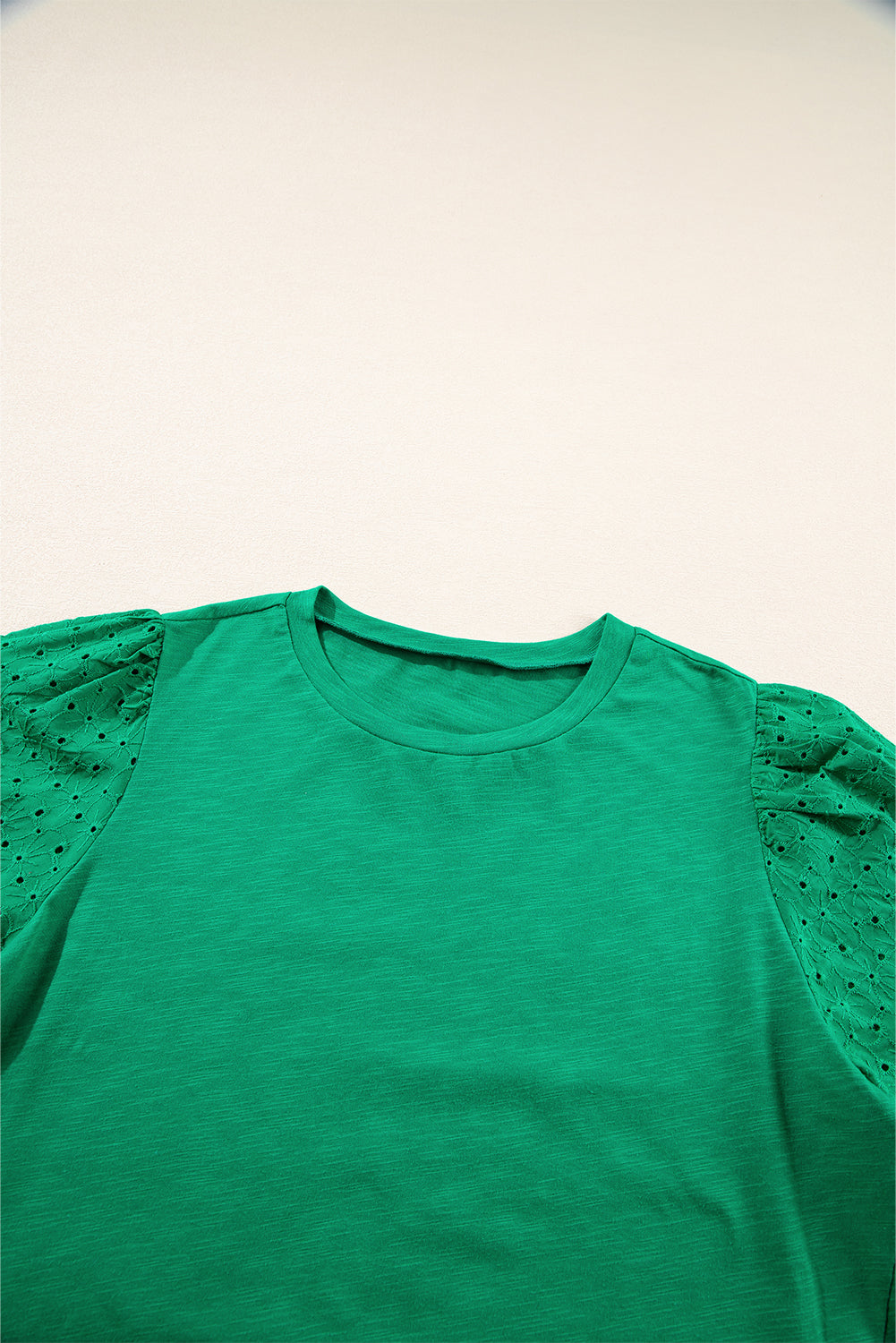 Bright Green Eyelet Embroidered Patchwork Shift Top - Tops/Tops & Tees