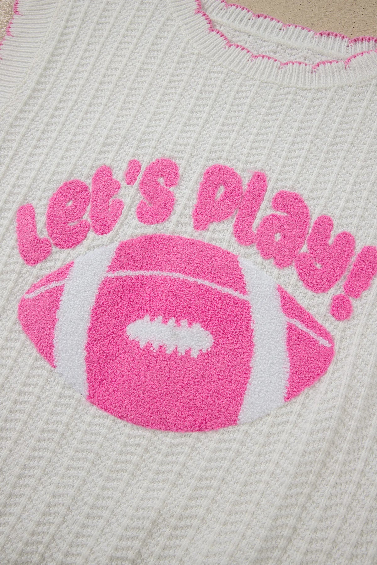 Lets Play Rugby Pattern Textured Knit Casual Shift Sweater Vest – White