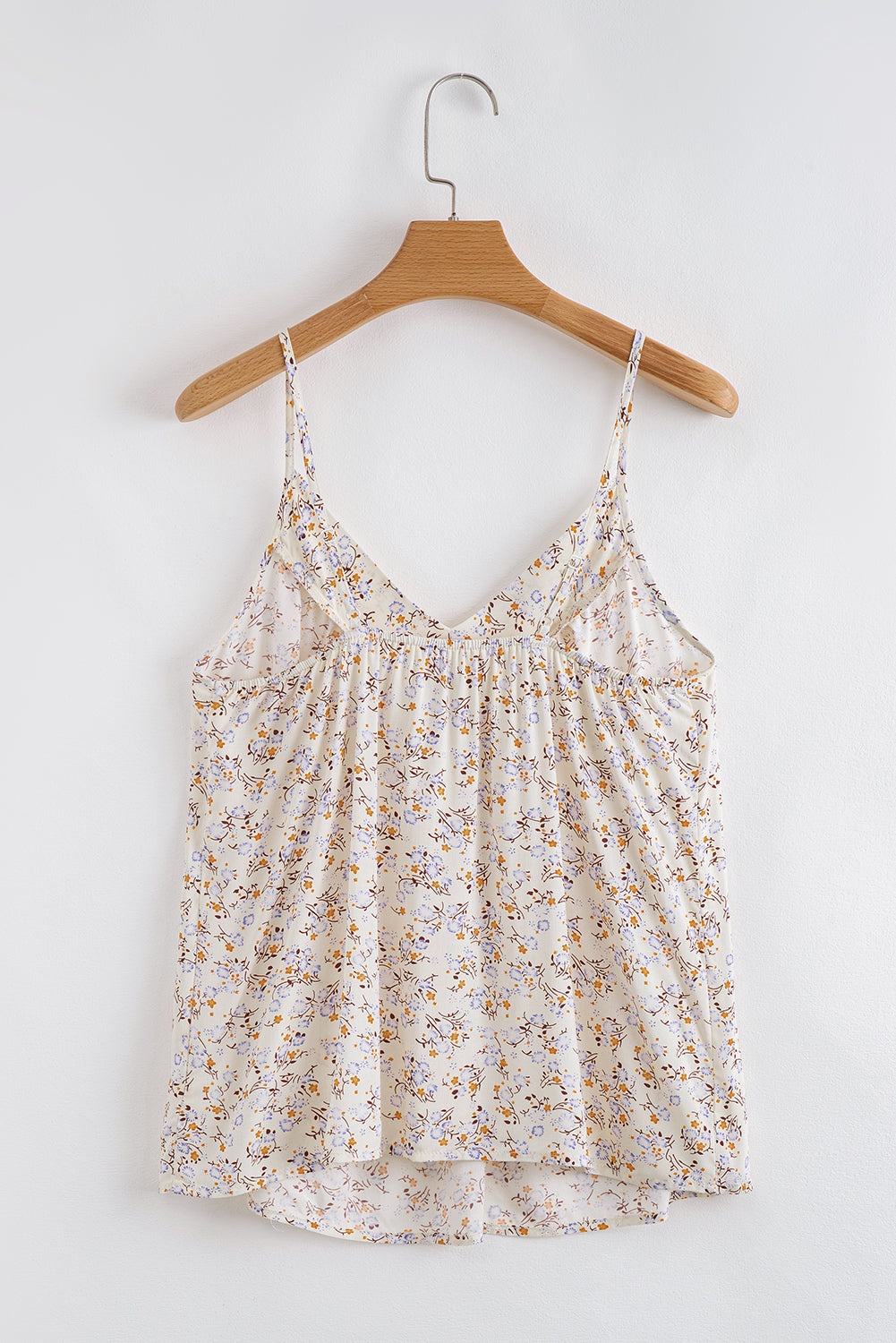 Apricot Boho Floral Spaghetti Straps Strappy Cami Top eAura