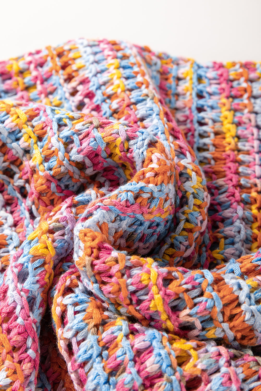 Pink Colour Contrast Crochet Loose Fit Sweater Vest eAura