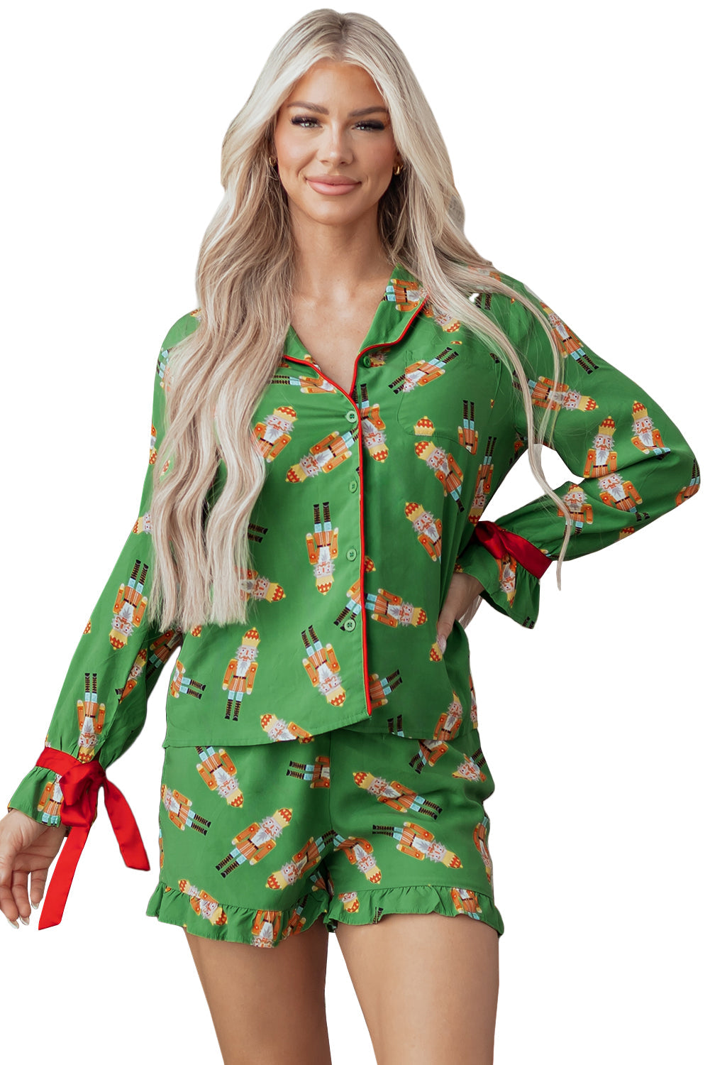 Christmas Candy Bow Knot Pyjama Shorts Set - eAura