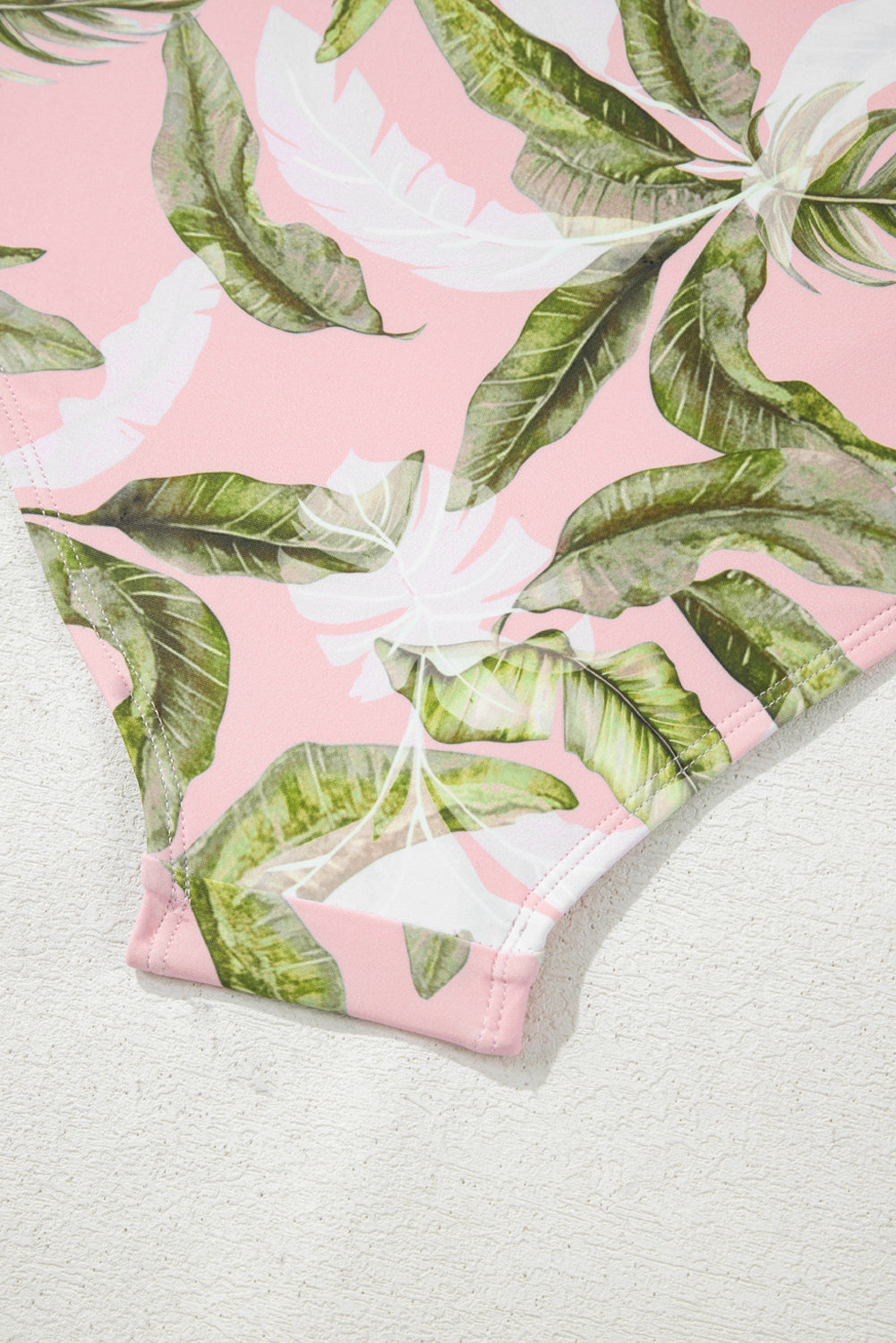 Pink Tropical Asymmetric Cut out Halter Backless One Piece Swimwear eAura